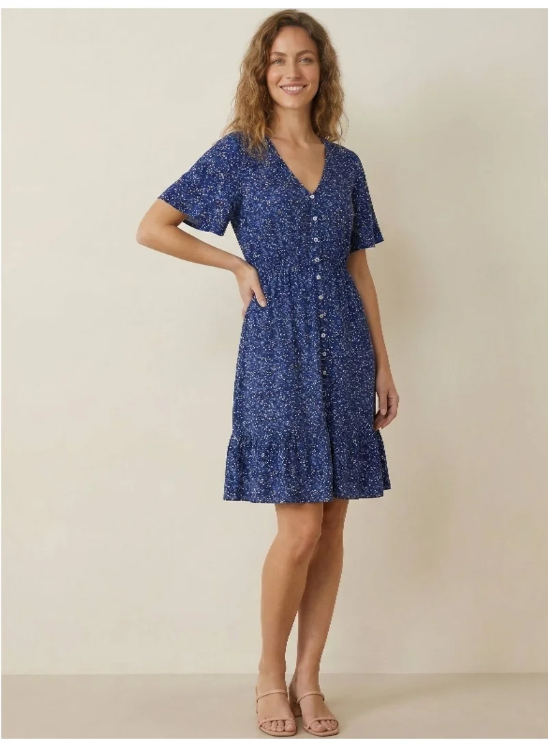 فكتور اند جين Abstract Printed Mini Dress with V-Neck