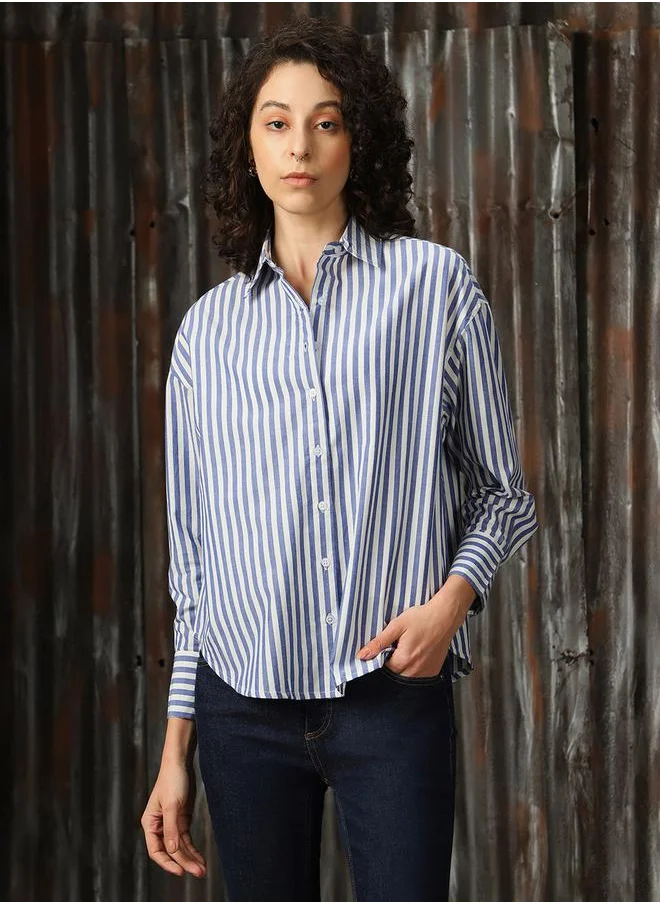 HIGH STAR Striped Spread Collar Buttoned Shirts