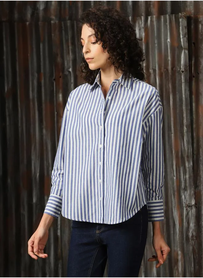 HIGH STAR Striped Spread Collar Buttoned Shirts