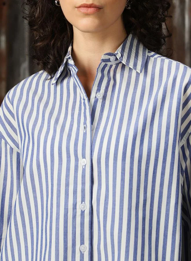 HIGH STAR Striped Spread Collar Buttoned Shirts by Styli