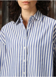 HIGH STAR Striped Spread Collar Buttoned Shirts by Styli  - Image 4
