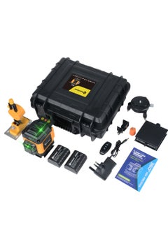 جيرزون مستوى ليزر 360 خطًا من GearZone، 4x360° احترافي، مستوى ليزر أخضر متقاطع 4D للبناء وتعليق الصور مع بطاريتين وقوس مغناطيسي وجهاز تحكم عن بعد - برتقالي  - Image 2