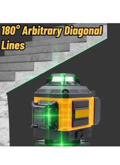 جيرزون مستوى ليزر 360 خطًا من GearZone، 4x360° احترافي، مستوى ليزر أخضر متقاطع 4D للبناء وتعليق الصور مع بطاريتين وقوس مغناطيسي وجهاز تحكم عن بعد - برتقالي  - Image 4