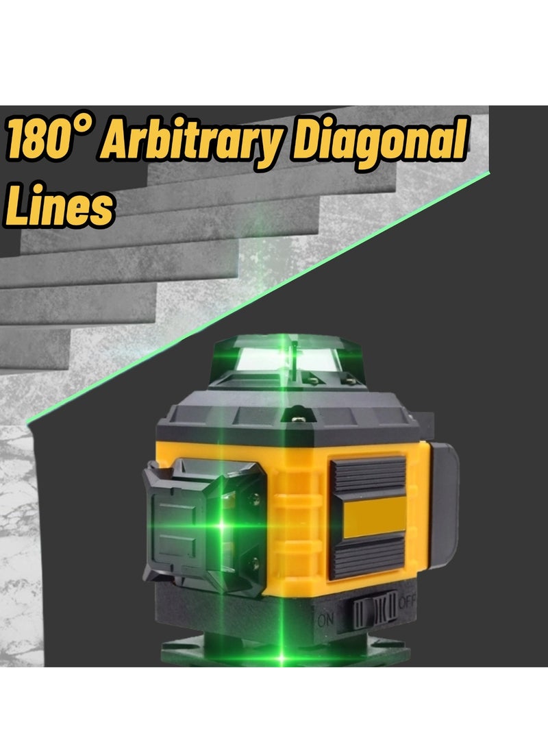 جيرزون مستوى ليزر 360 خطًا من GearZone، 4x360° احترافي، مستوى ليزر أخضر متقاطع 4D للبناء وتعليق الصور مع بطاريتين وقوس مغناطيسي وجهاز تحكم عن بعد - برتقالي  - Image 4