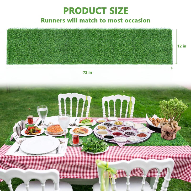 GoldOuya 12 x 72 Inch Artificial Grass Dining Table Runner Green Table Decor for Holiday Party  Kitchen Decor  Wedding  Banquet  Indoor/Outdoor Tea Party Decorations - Image 4