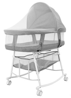 XiuWoo Baby Bassinet Portable 3-in-1 Baby Sleeper Rocking Cradle Bed Baby Sleeper Crib with Storage Basket Easy Moving Bassinet with Breathable Net Mattress  - Image 1