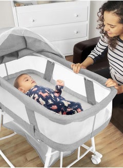 XiuWoo Baby Bassinet Portable 3-in-1 Baby Sleeper Rocking Cradle Bed Baby Sleeper Crib with Storage Basket Easy Moving Bassinet with Breathable Net Mattress  - Image 3