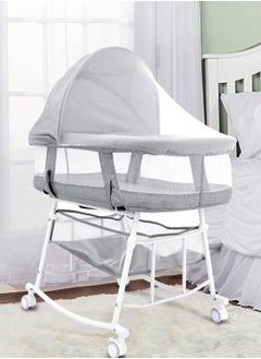 XiuWoo Baby Bassinet Portable 3-in-1 Baby Sleeper Rocking Cradle Bed Baby Sleeper Crib with Storage Basket Easy Moving Bassinet with Breathable Net Mattress  - Image 4