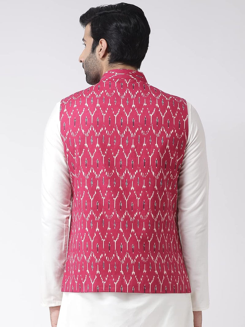 KISAH Nehru Jacket for Men – Printed Cotton Blend Modi Jacket | Ethnic & Formal Waist Coat for Weddings, Parties & Office Wear - Image 4