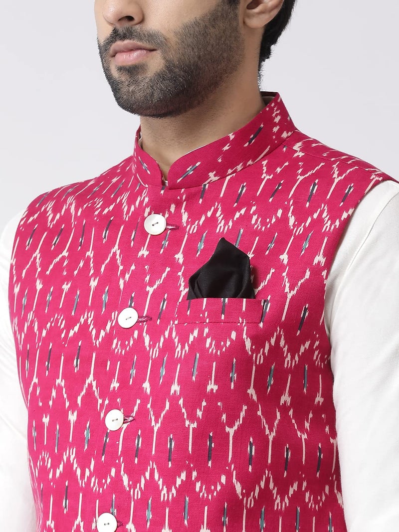 KISAH Nehru Jacket for Men – Printed Cotton Blend Modi Jacket | Ethnic & Formal Waist Coat for Weddings, Parties & Office Wear - Image 5