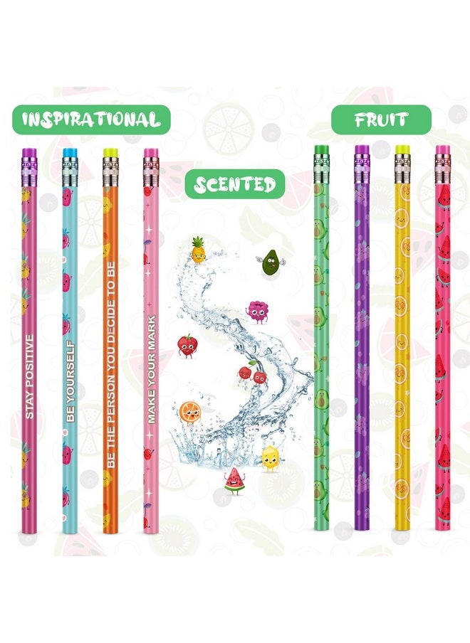 Leinuosen - 200 Pcs Scented Pencils For Kids Inspirational H Pencils With Erasers Cylinder Colorful Fun Wood Pencils Motivational Graphite Pencils With Fruit Elements For School Office Students - Image 1