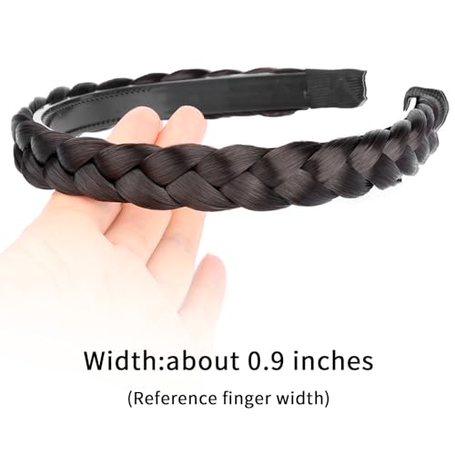 DIGUAN Width 0.9 inches Synthetic Hair Plaited Headband Braid With Teeth Hair Band Accessories for Women Girl (Dark Brunette) - Image 3