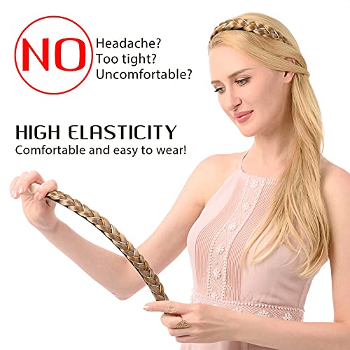 DIGUAN Width 0.9 inches Synthetic Hair Plaited Headband Braid With Teeth Hair Band Accessories for Women Girl (Dark Brunette) - Image 5