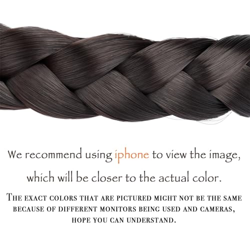 DIGUAN Width 0.9 inches Synthetic Hair Plaited Headband Braid With Teeth Hair Band Accessories for Women Girl (Dark Brunette) - Image 2