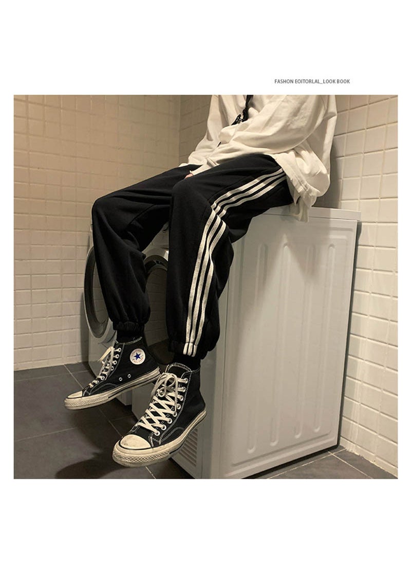 Generic - Trendy Brand Mens Casual Stripe Pants Spring/Fall Black - Image 1