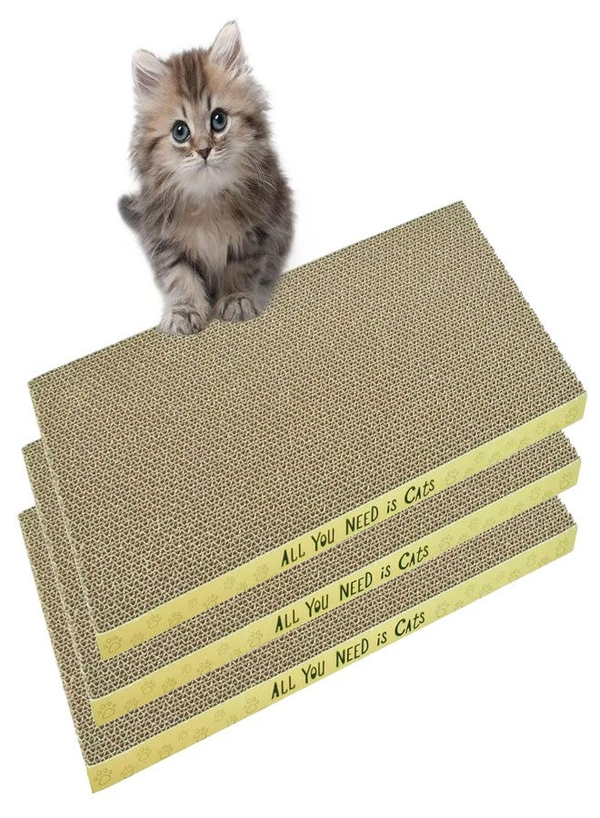 AccEncyc Cardboard Cat Scratcher Pads Cat Scratching Board for Indoor Cats 16.5x8.3x1 Inch Dual-Side Corrugated Cat Scratcher Reusable Cat Supplies - 3 Pack - Image 1