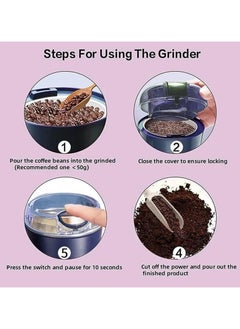 Generic Coffee bean grinder Electric Spices Grinder Mill With Stainless Steel Blade Electric Beans Spices Grains Herbs Peanuts Nuts Seeds (Blue or White)  - Image 5