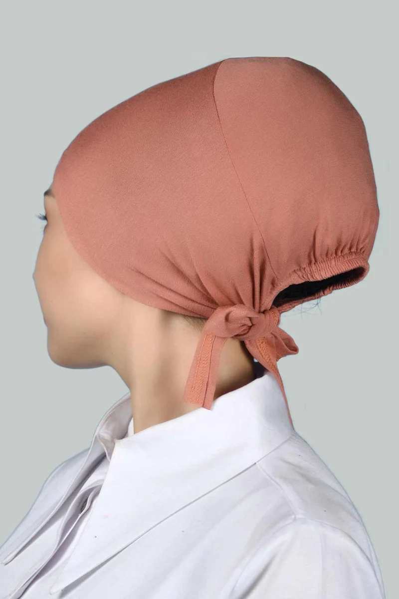 التوبة Women's Practical Seamless Laced Non-Slip Hijab Combed Cotton Bonnet - Beige