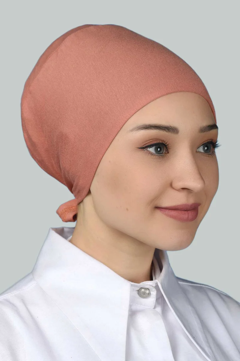 التوبة Women's Practical Seamless Laced Non-Slip Hijab Combed Cotton Bonnet - Beige