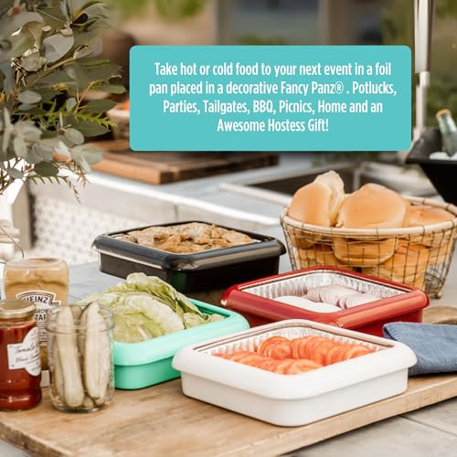 Fancy Panz - Aqua 8x8 Aluminum Foil Pan Carrier with Lid - Elevated Food Serving Tray - Portable & Insulated Casserole Carrier with Lid - Made in The USA Hosting Essentials - Image 3