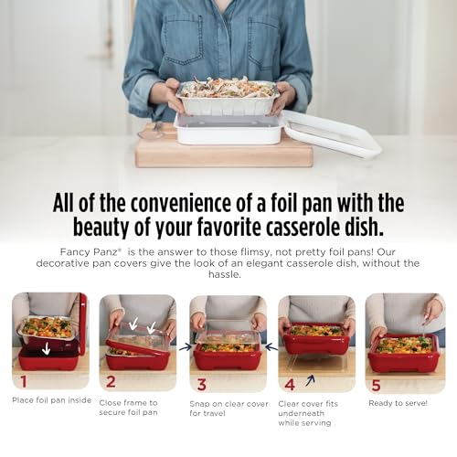 Fancy Panz - Aqua 8x8 Aluminum Foil Pan Carrier with Lid - Elevated Food Serving Tray - Portable & Insulated Casserole Carrier with Lid - Made in The USA Hosting Essentials - Image 2