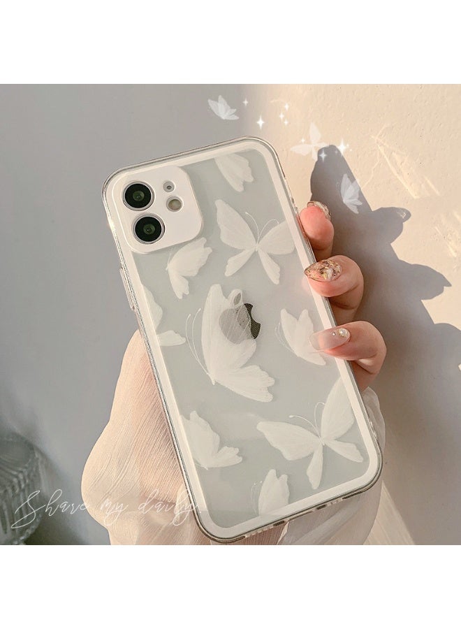 NIBEMINENT White Butterfly Protective TPU Case Cover For iPhone 17 Pro Max, Clear