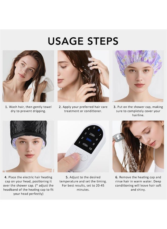 HOMESTAR Heat Cap for Deep Conditioning with Heats Up, Thermal Cap, Steamer Cap for Natural Hair, Portable Electric Heat Hair Spa Cap for Home Use, Black - Image 5