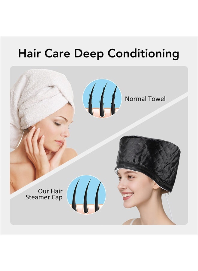 HOMESTAR Heat Cap for Deep Conditioning with Heats Up, Thermal Cap, Steamer Cap for Natural Hair, Portable Electric Heat Hair Spa Cap for Home Use, Black - Image 4
