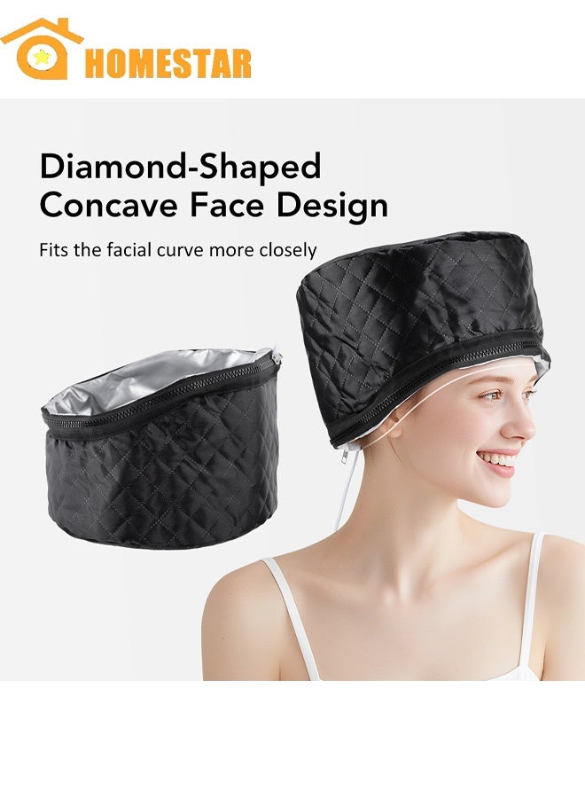 HOMESTAR Heat Cap for Deep Conditioning with Heats Up, Thermal Cap, Steamer Cap for Natural Hair, Portable Electric Heat Hair Spa Cap for Home Use, Black - Image 1