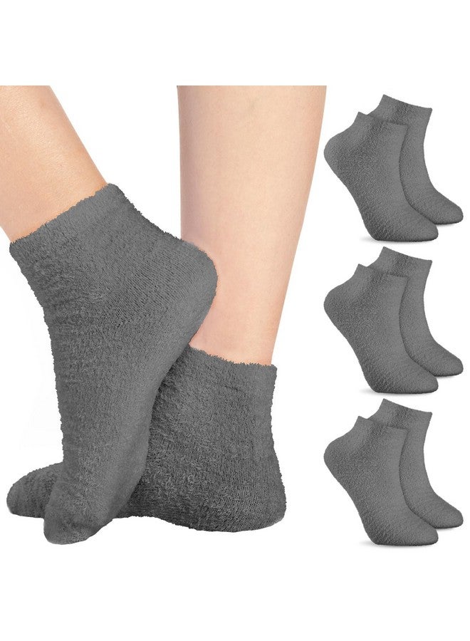 Janmercy 3 Pairs Aloe Socks Moisturizing Spa Socks Infused Socks Gel Sleeping Fuzzy Socks Dry Feet Socks Non Slip Lotion Socks For Women Men Repairing Softening Dry Cracked Feet(Gray) - Image 1