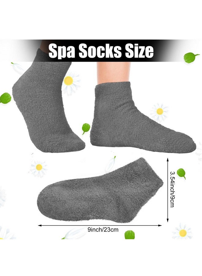 Janmercy 3 Pairs Aloe Socks Moisturizing Spa Socks Infused Socks Gel Sleeping Fuzzy Socks Dry Feet Socks Non Slip Lotion Socks For Women Men Repairing Softening Dry Cracked Feet(Gray) - Image 2