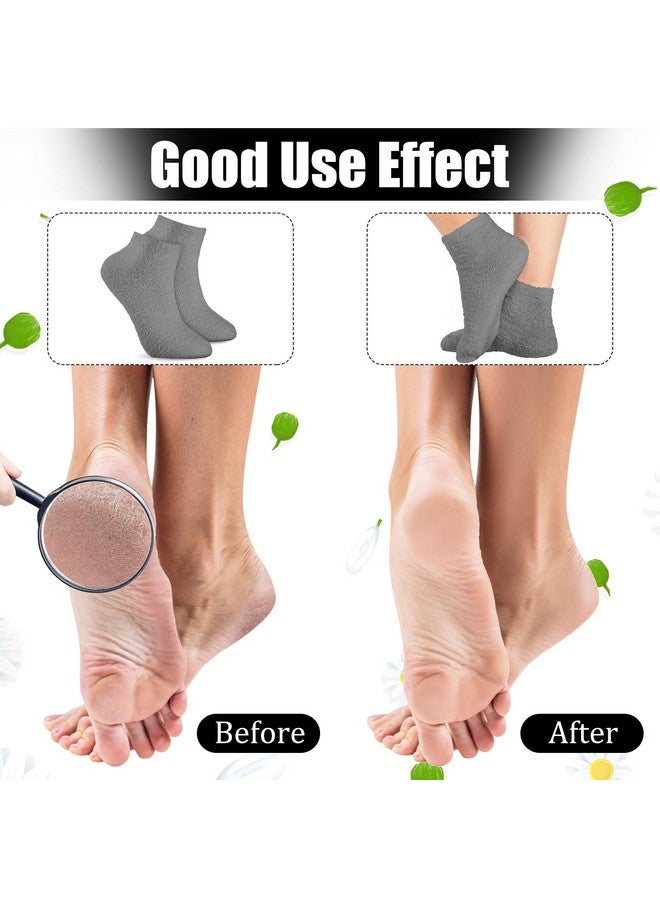 Janmercy 3 Pairs Aloe Socks Moisturizing Spa Socks Infused Socks Gel Sleeping Fuzzy Socks Dry Feet Socks Non Slip Lotion Socks For Women Men Repairing Softening Dry Cracked Feet(Gray) - Image 4