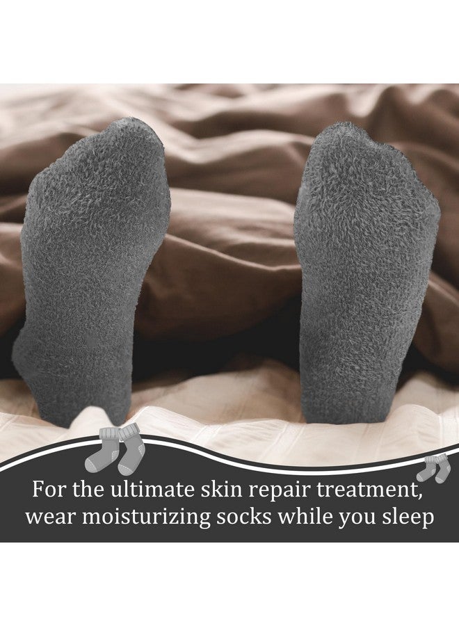 Janmercy 3 Pairs Aloe Socks Moisturizing Spa Socks Infused Socks Gel Sleeping Fuzzy Socks Dry Feet Socks Non Slip Lotion Socks For Women Men Repairing Softening Dry Cracked Feet(Gray) - Image 5