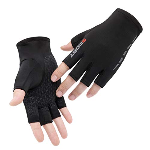 GREUS Men Women Half Finger Cycling Gloves Mittens Cool Thin Fingerless Driving Gloves Shockproof Non-Slip Stretchy Sun Protection Gloves for Motorcycle Running Hiking - Image 1