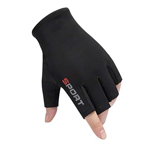 GREUS Men Women Half Finger Cycling Gloves Mittens Cool Thin Fingerless Driving Gloves Shockproof Non-Slip Stretchy Sun Protection Gloves for Motorcycle Running Hiking - Image 3