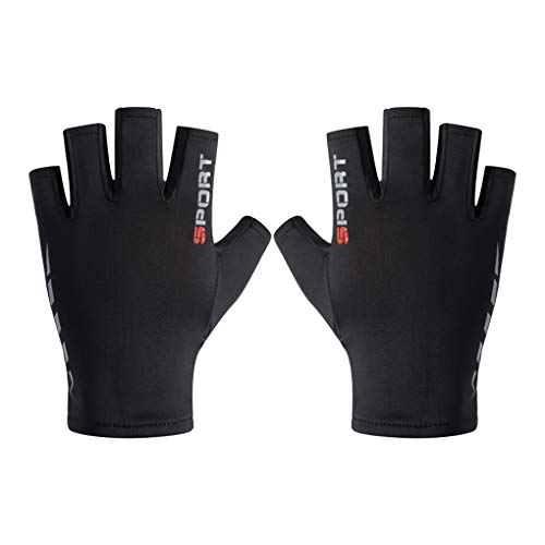 GREUS Men Women Half Finger Cycling Gloves Mittens Cool Thin Fingerless Driving Gloves Shockproof Non-Slip Stretchy Sun Protection Gloves for Motorcycle Running Hiking - Image 5