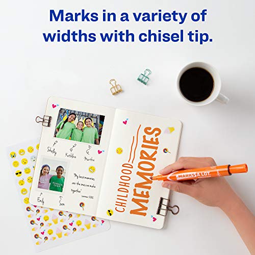 Avery Marks A Lot Permanent Markers, Large Desk-Style Size, Chisel Tip, Water and Wear Resistant, 12 Orange Markers (08883) - Image 3