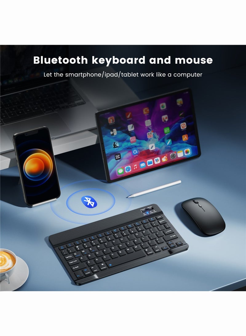 OULIYO Ultra-slim Bluetooth Keyboard and Mouse Combo for iPad Rechargeable Wireless Keyboard & Mouse Compatible with iPad 9th/8th Gen iPad Pro/Air/Mini iPhone14/13/12 Pro - Image 3