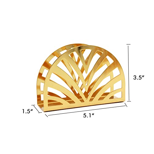 Tstarer Golden Metal Napkin Holder, Table Napkin Organizer for Kitchen & Picnic - Small 5.1 W X 3.5 H X 1.5 D (semicircle) - Image 3