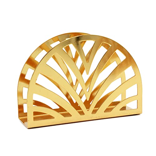 Tstarer Golden Metal Napkin Holder, Table Napkin Organizer for Kitchen & Picnic - Small 5.1 W X 3.5 H X 1.5 D (semicircle) - Image 1