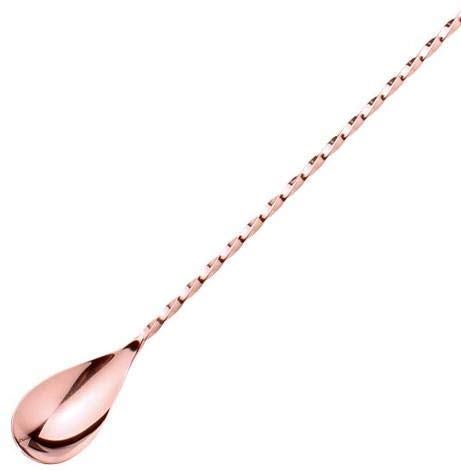 NJ Teardrop Bar Spoon, Rose Gold Finish, Twisted Design, Cocktail Mixing Spoon, Long Handle Stirring Spoon, Stainless Steel, 12 Inches - Image 4