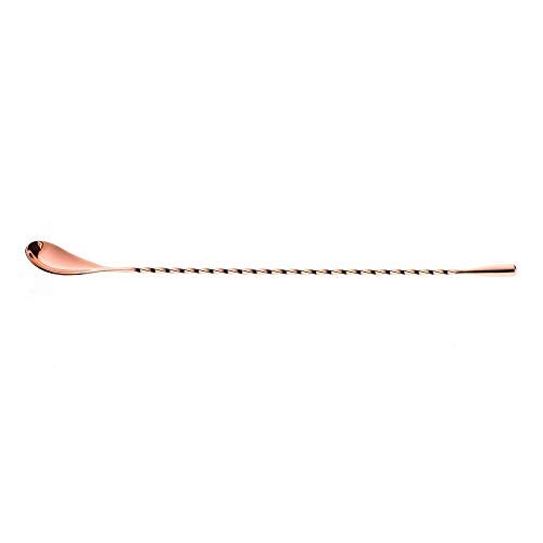 NJ Teardrop Bar Spoon, Rose Gold Finish, Twisted Design, Cocktail Mixing Spoon, Long Handle Stirring Spoon, Stainless Steel, 12 Inches - Image 3