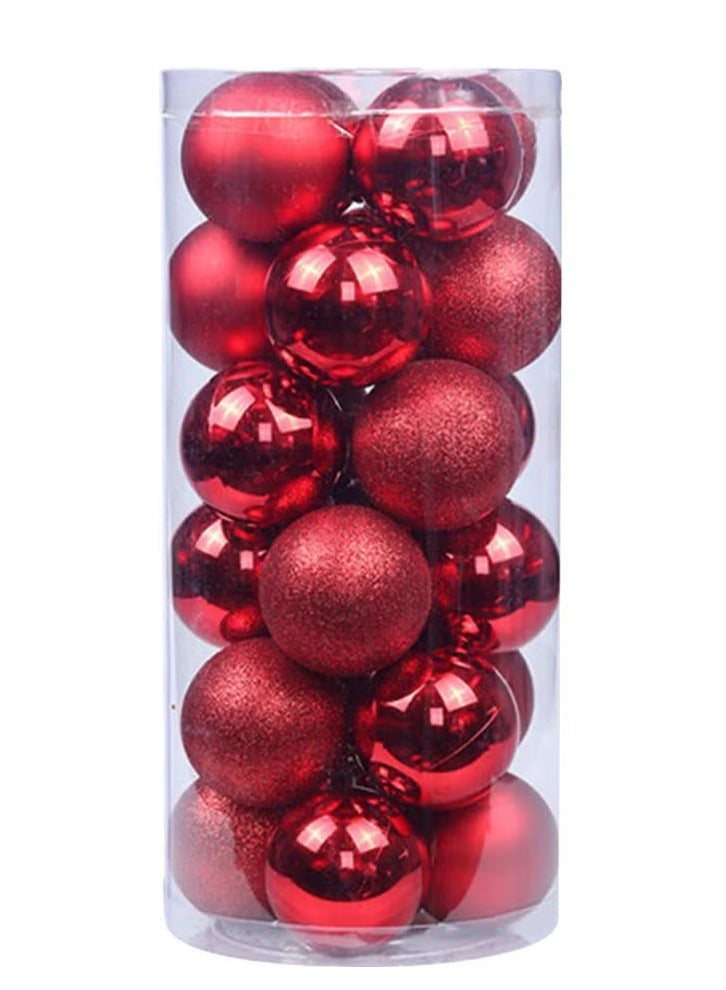 ACLIX 24-Piece Christmas Tree Hanging Ball Ornament With Lanyard Set Red - Image 1