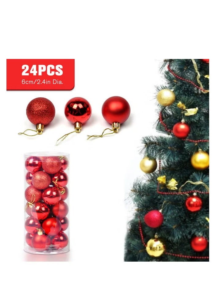 ACLIX 24-Piece Christmas Tree Hanging Ball Ornament With Lanyard Set Red - Image 3