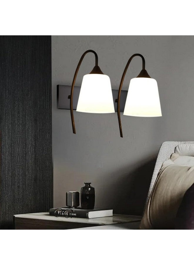kinis Double Tapper Design Double Shade Wall Lamp/Wall Light to Décor Home/Living Room/Bedroom/Office/Dining/Cafe/Restaurants, Black and Milky (Without Bulb) - Image 3