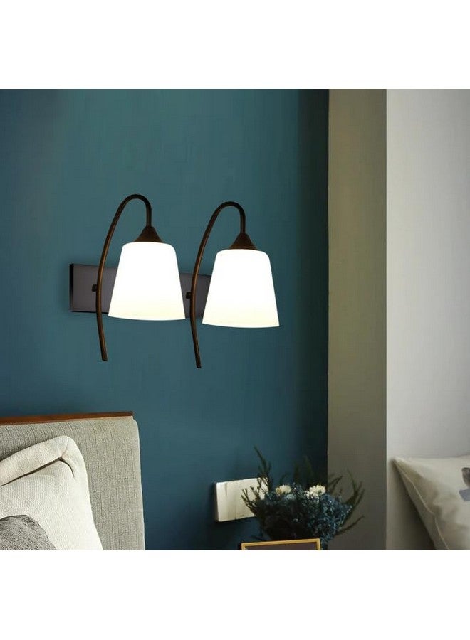kinis Double Tapper Design Double Shade Wall Lamp/Wall Light to Décor Home/Living Room/Bedroom/Office/Dining/Cafe/Restaurants, Black and Milky (Without Bulb) - Image 2
