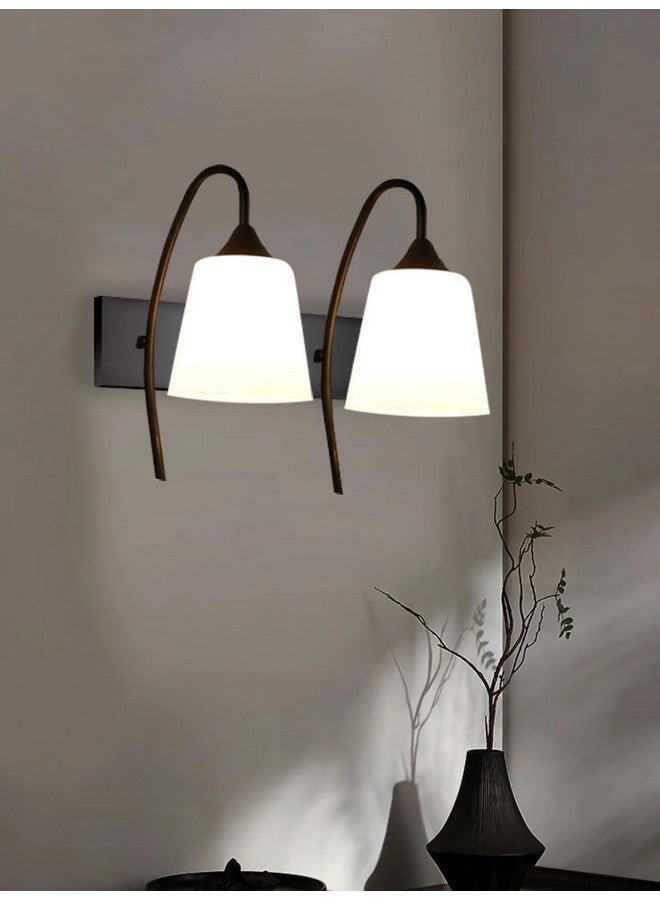 kinis Double Tapper Design Double Shade Wall Lamp/Wall Light to Décor Home/Living Room/Bedroom/Office/Dining/Cafe/Restaurants, Black and Milky (Without Bulb) - Image 4