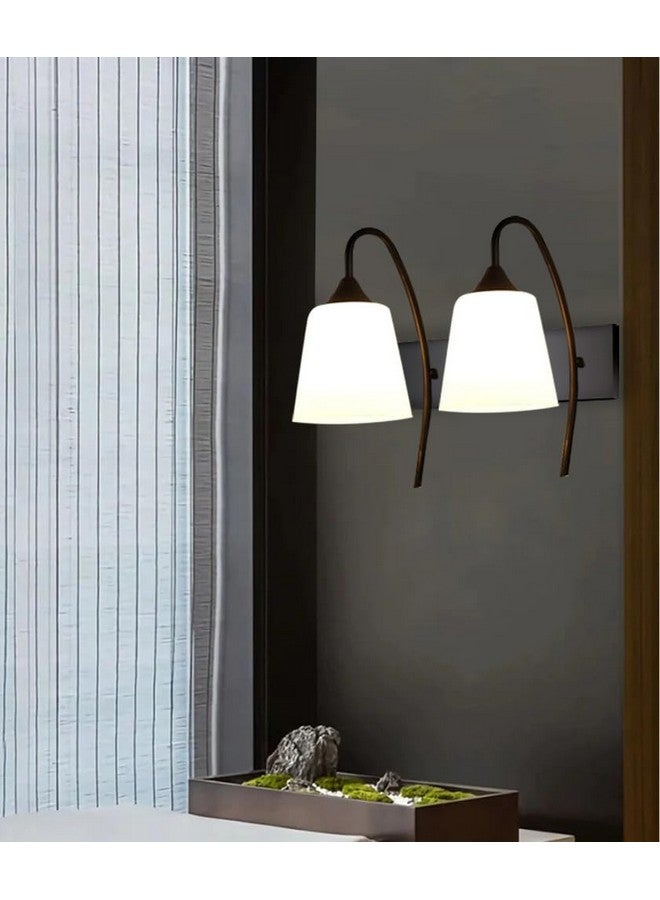 kinis Double Tapper Design Double Shade Wall Lamp/Wall Light to Décor Home/Living Room/Bedroom/Office/Dining/Cafe/Restaurants, Black and Milky (Without Bulb) - Image 5