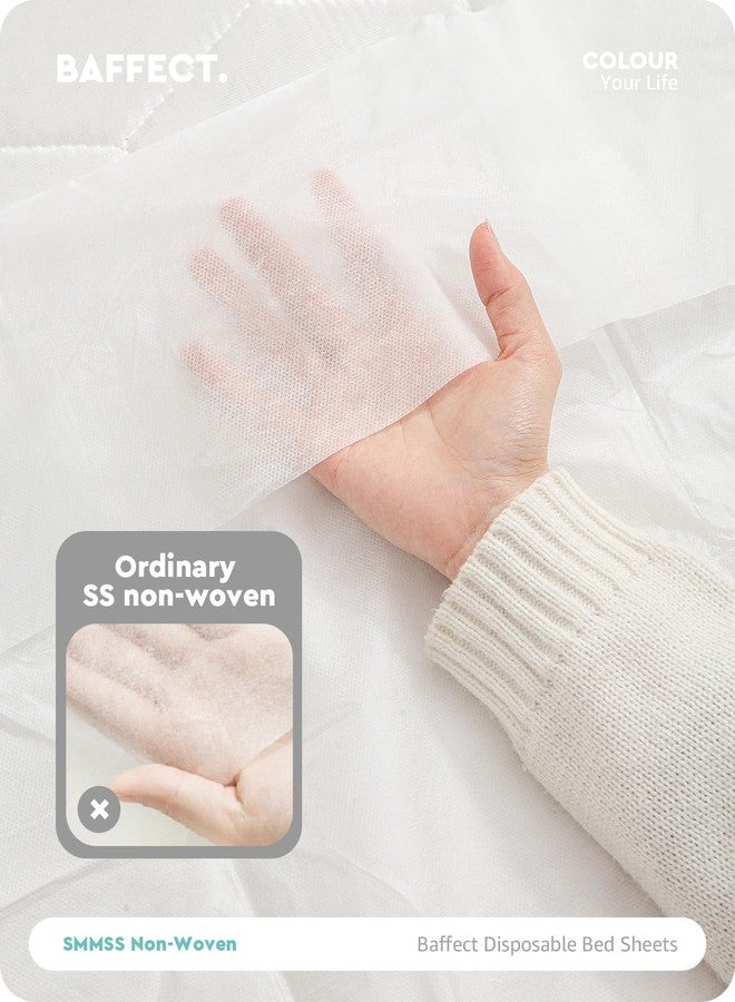 Baffect 2 Pack Disposable Bed Sheets Fitted Sheets, Disposable Sheets for Travel with Quilt Covers, Pillow Cases and Toilet Seat Covers, Disposable Bedding for Travel, Hotel (Queen Size) - Image 3