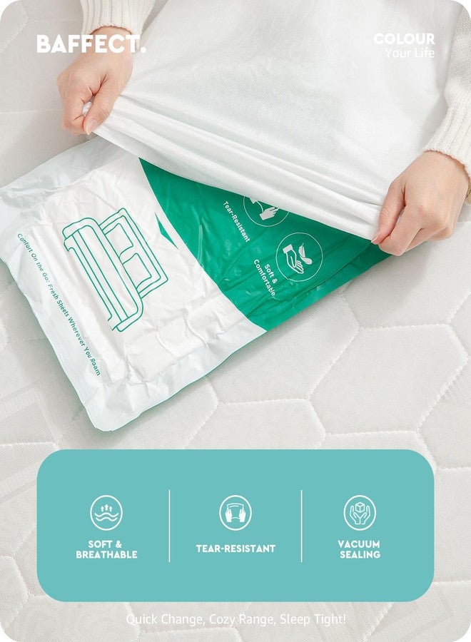 Baffect 2 Pack Disposable Bed Sheets Fitted Sheets, Disposable Sheets for Travel with Quilt Covers, Pillow Cases and Toilet Seat Covers, Disposable Bedding for Travel, Hotel (Queen Size) - Image 2